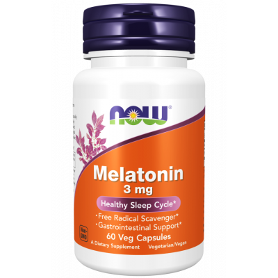 NOW MELATONIN 3 MG FOR HEALTHY SLEEP CYCLE ( MELATONIN ) 60 VEG CAPSULES